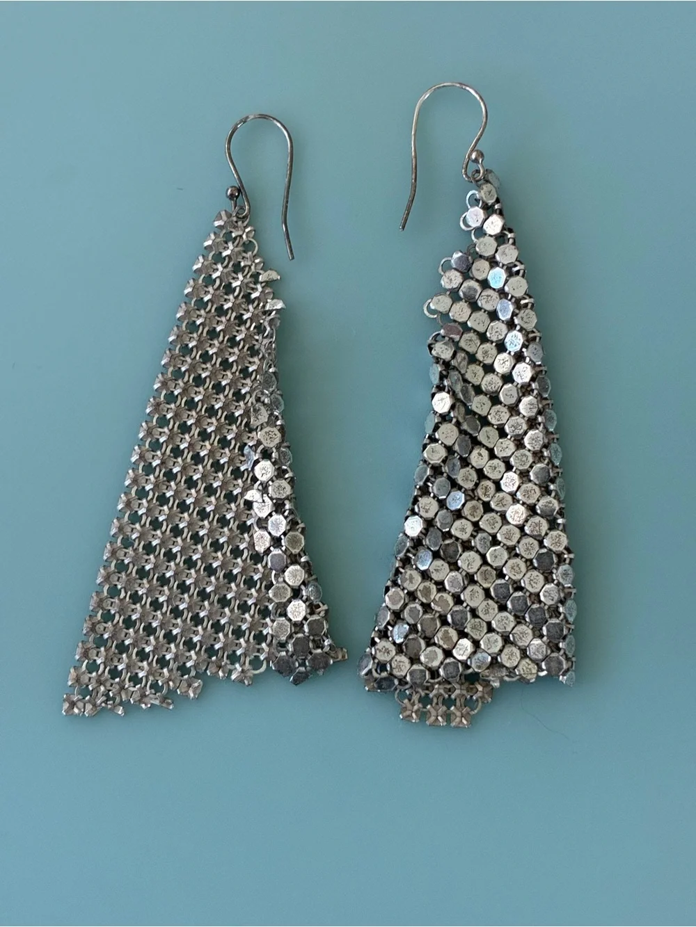 Silver Dangle Sequin Mesh Earrings - Women Jewelry